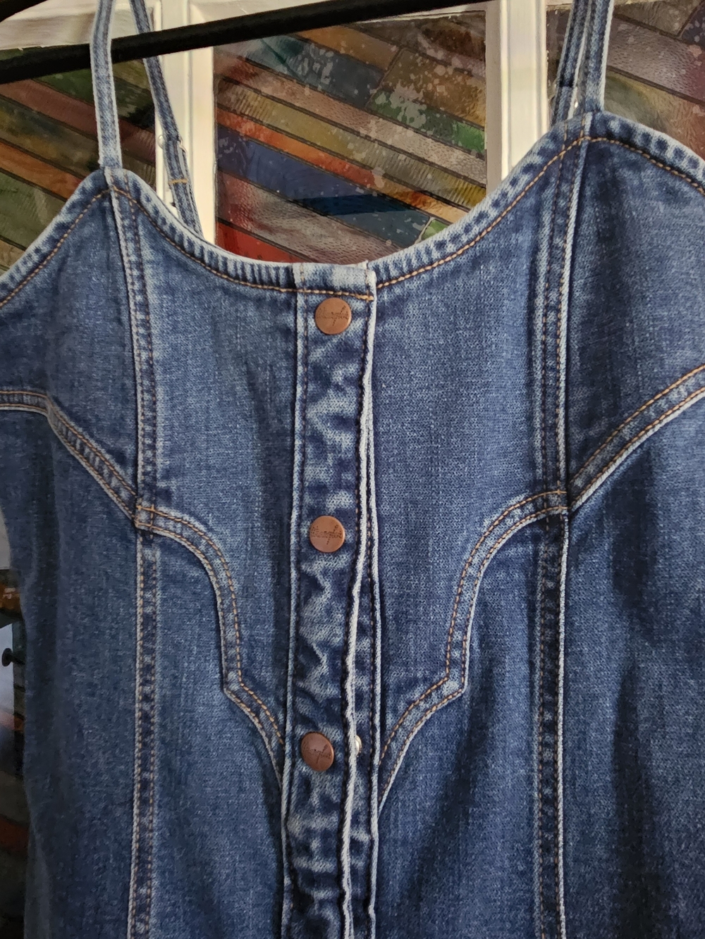 Wrangler Blue Denim Button-Front Mini Dress - NWT! - Picture 3 of 8